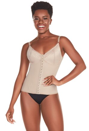 1055R BLUSA MODELADORA COM 12 BARBATANAS MONDRESS NUDE FRENTE