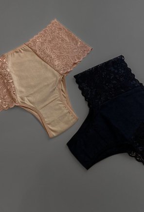 20210 kit de calcinha alta de cotton com lateral de renda mondress 2